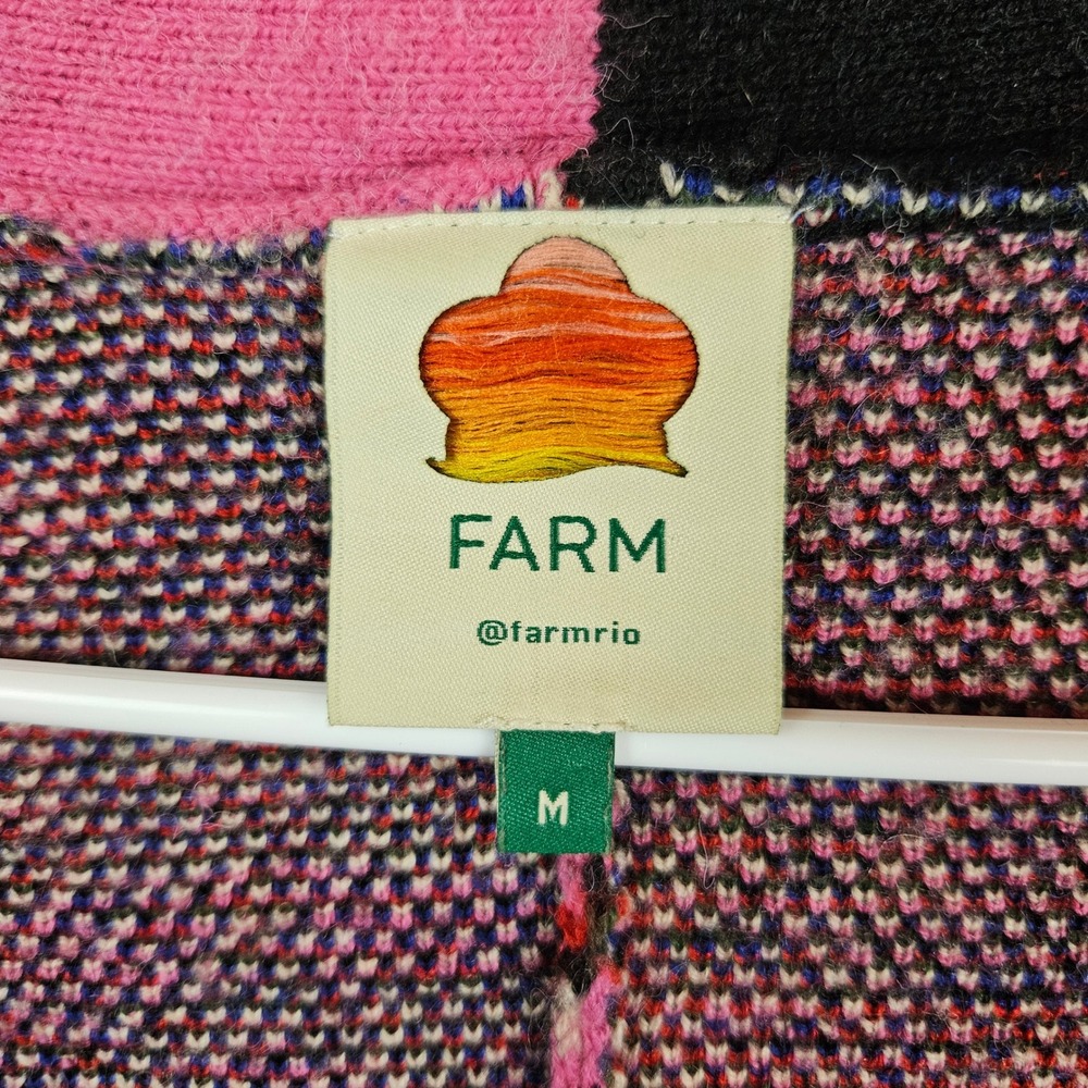 Farm Rio Mixed Print Mushroom Apple Snake Cardigan Sweater Pink Black Womens M - Picture 4 of 7